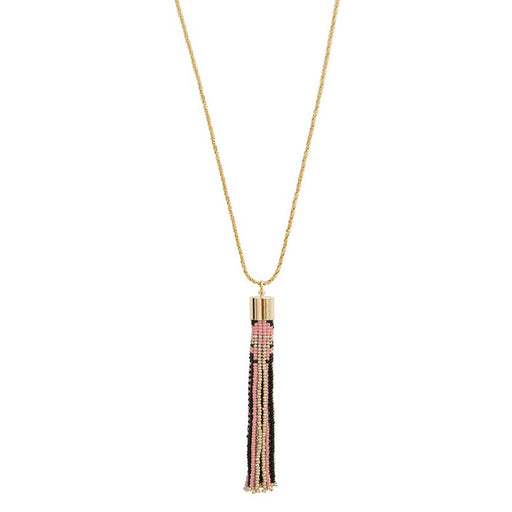 Tassel Necklace <br> Pink and Gold