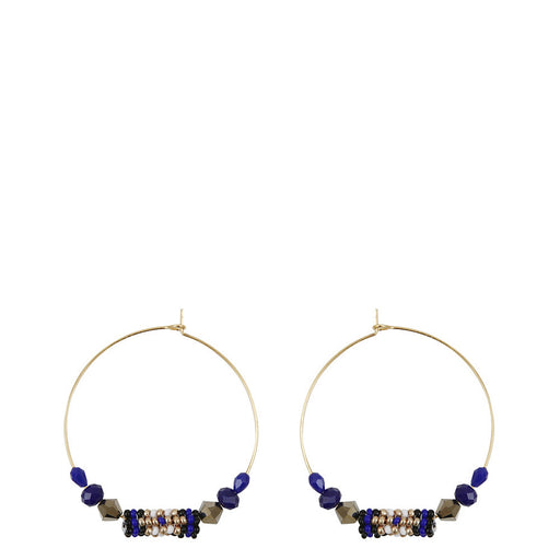 Hoop Earrings <br> Dark Blue and Gold