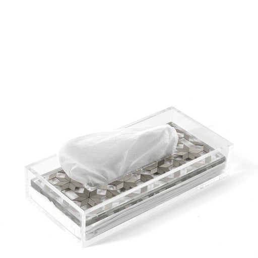 Clear Tissue Box <br> Silver <br> (L 28 x H 5) cm