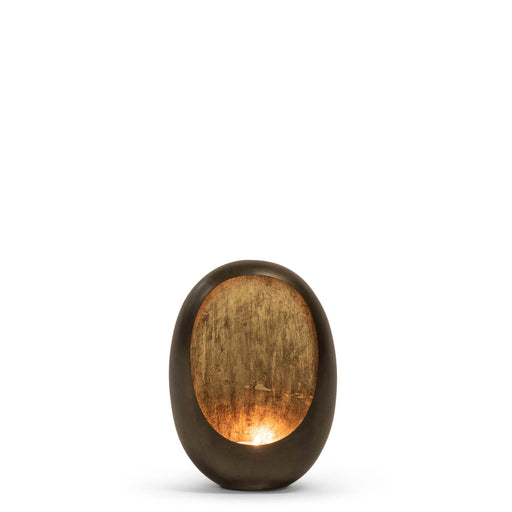 Standing Egg Candle Holder <br> Nickel and Gold <br> (L 15 x W 9 x H 21) cm