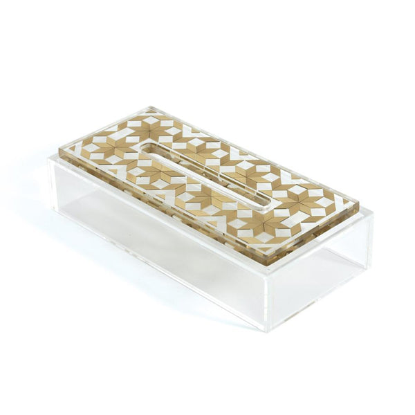 Clear Tissue Box <br> Brass <br> (L 28 x H 5) cm