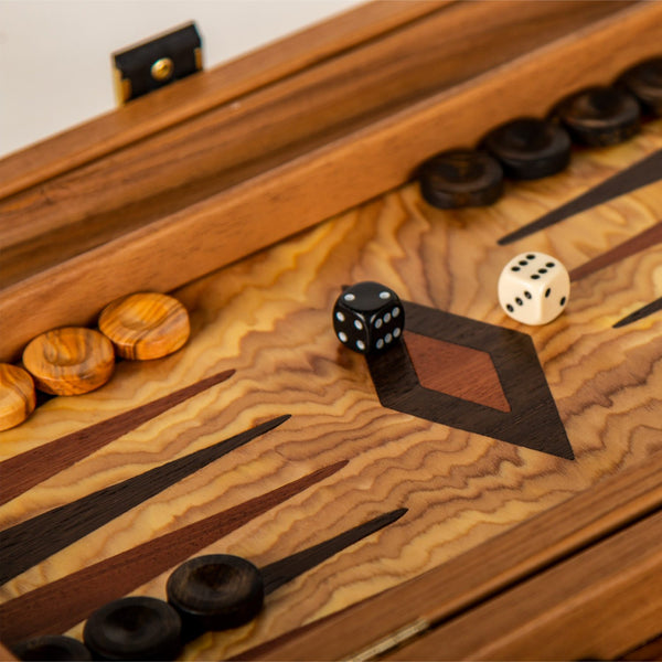 Olive Burl <br> Backgammon Set <br> (30 x 20) cm