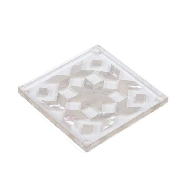 Clear Coasters <br> Mother of Pearl <br> Set of 6