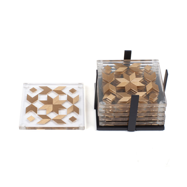 Clear Coasters <br> Brass <br> Set of 6