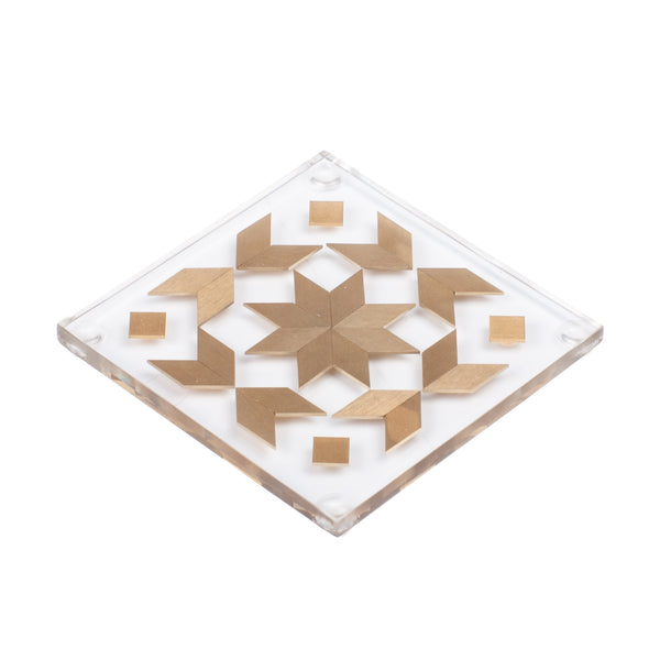 Clear Coasters <br> Brass <br> Set of 6