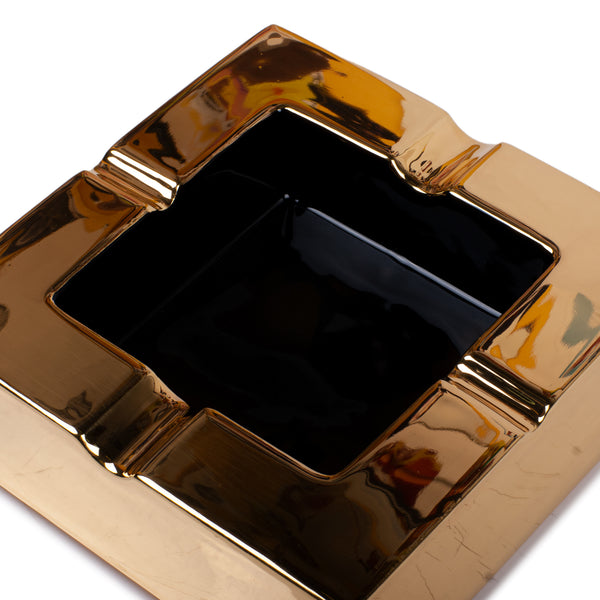 Don’t Be Too Square Ashtray <br> Glossy Gold & Black