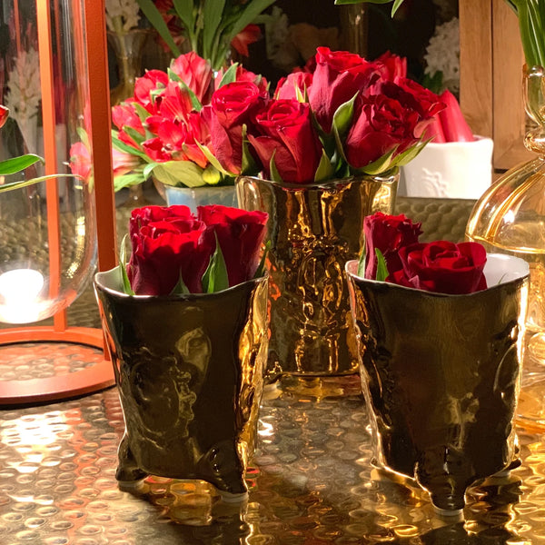 Motif Candle Holder & Vase in Bronze <br> Set of 10
