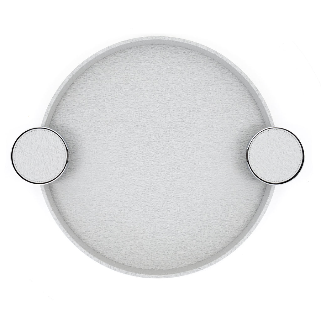 Dioniso Tray with Coaster Holder Handles Light Grey (Ø 45) cm