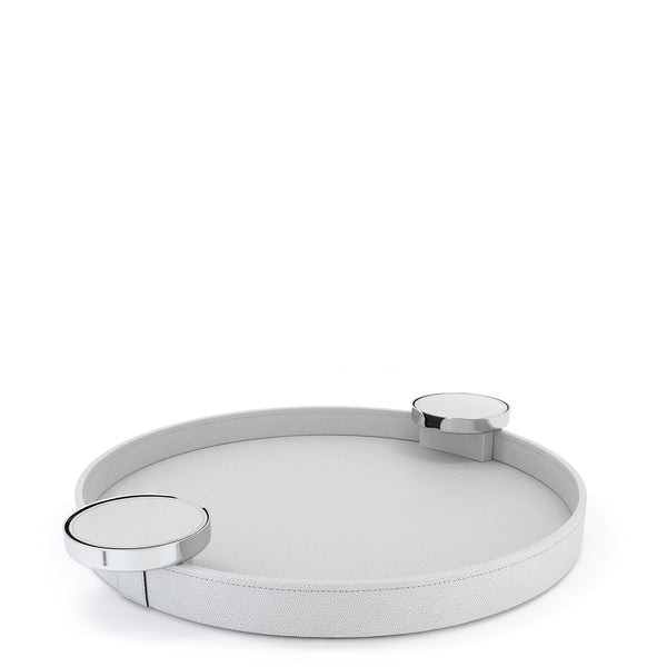 Dioniso Tray with Coaster Holder Handles <br> Light Grey <br> (Ø 45) cm