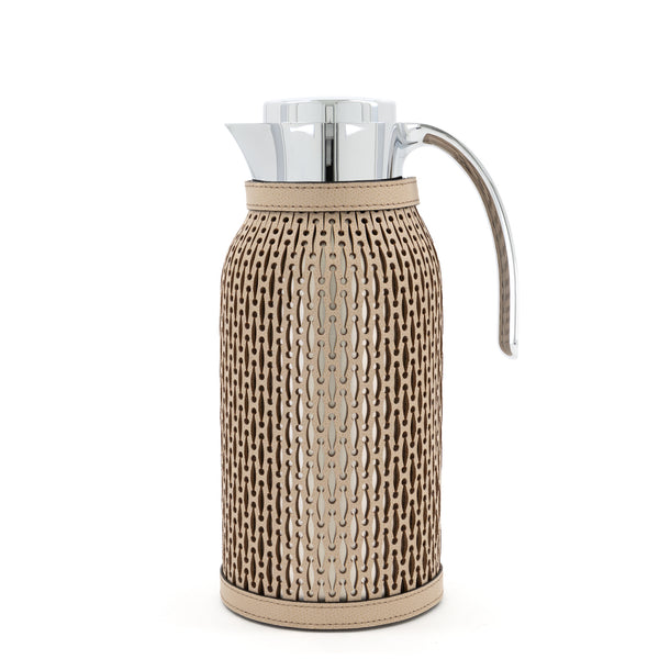 Diana Carafe with Leather Cover <br> Taupe <br> 1.5 Liter