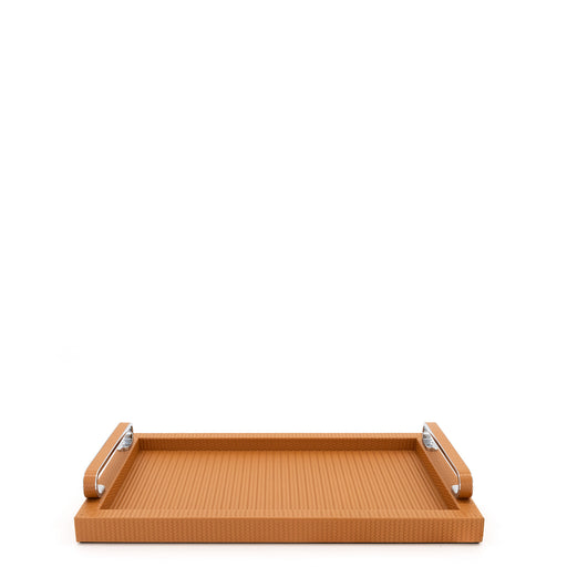 Foscari Tray with Chrome Handles <br> Camel <br> (L 40 x W 25) cm