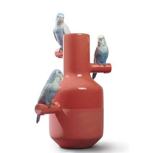 Parrot Parade Vase <br> Coral <br> (L 20 x W 25 x H 41) cm