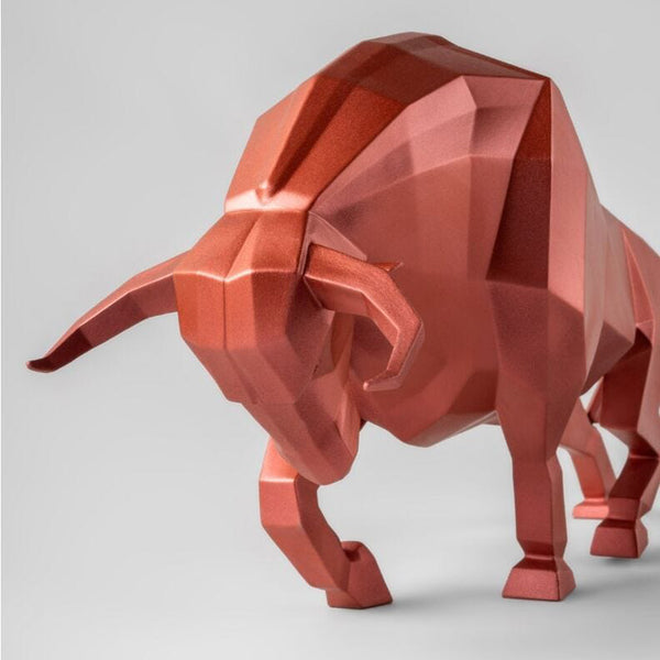 Bull Sculpture <br> 
Metallic Red <br> 
(L 16 x W 50 x H 24) cm