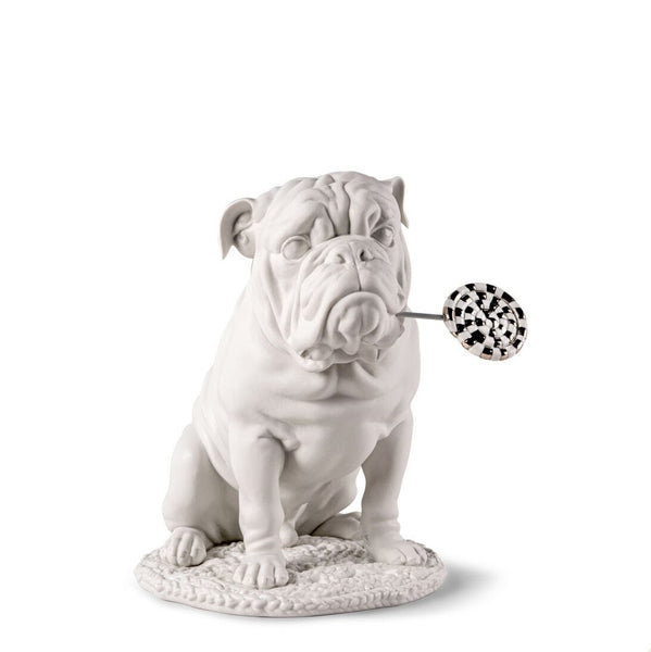 Bulldog with Lollipop Sculpture: Re-Deco <br> 
(L 26 x W 33 x H 33) cm