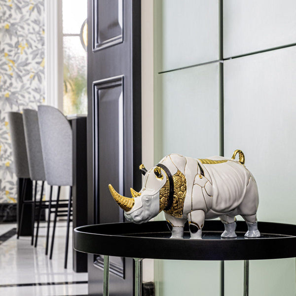 Rhino Cyborg Sculpture <br> 
(L 19 x W 45 x H 22) cm