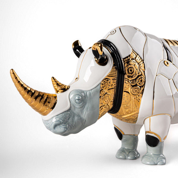 Rhino Cyborg Sculpture <br> 
(L 19 x W 45 x H 22) cm