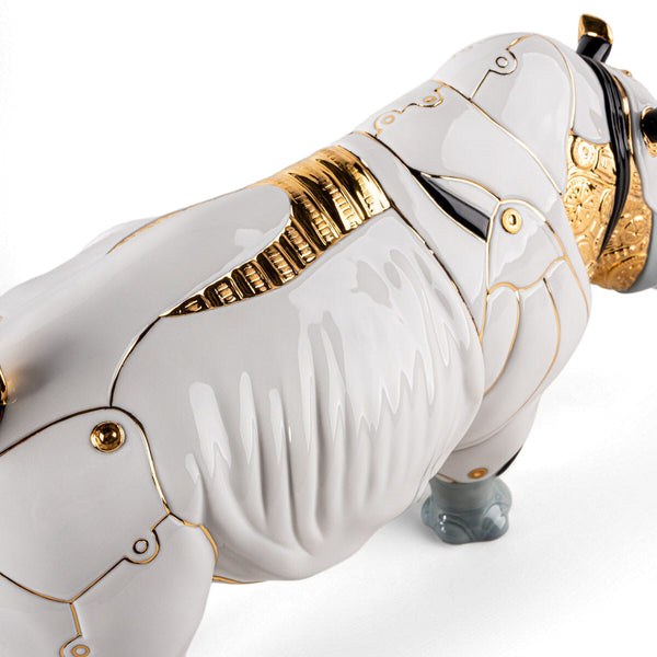 Rhino Cyborg Sculpture <br> 
(L 19 x W 45 x H 22) cm