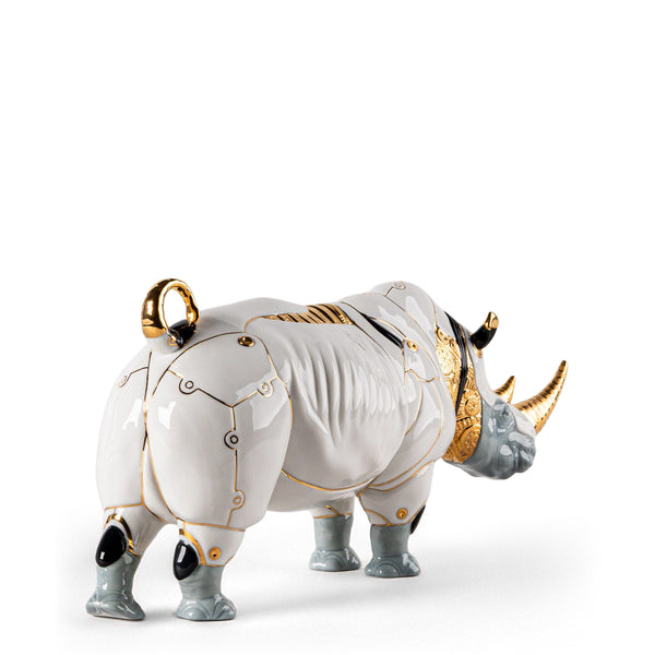 Rhino Cyborg Sculpture <br> 
(L 19 x W 45 x H 22) cm