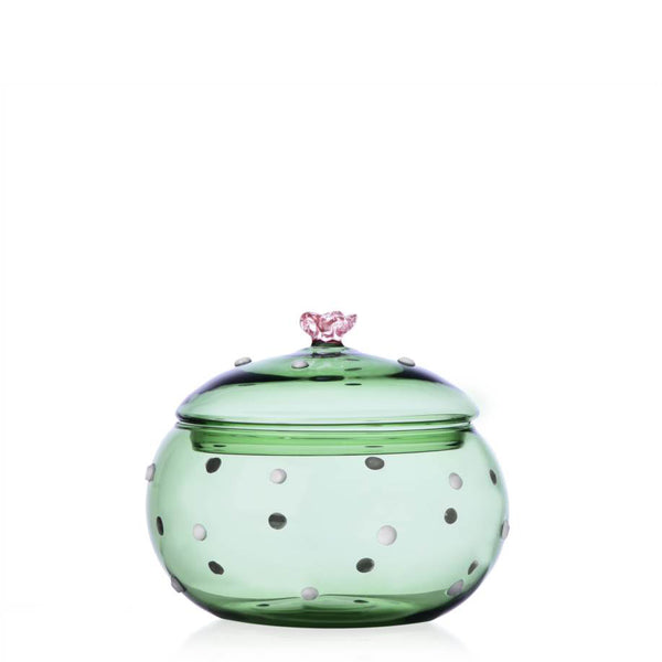 Desert Plants Box <br> 
Green Cactus / Pink Flower <br> 
(Ø 13.5 x H 11) cm