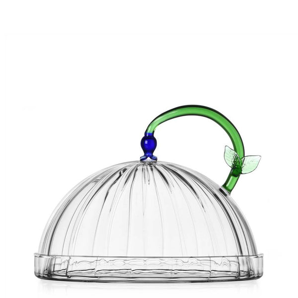 Botanica Dish with Dome <br> 
Blue Flower <br> 
(Ø 20 x H 10 x 15) cm