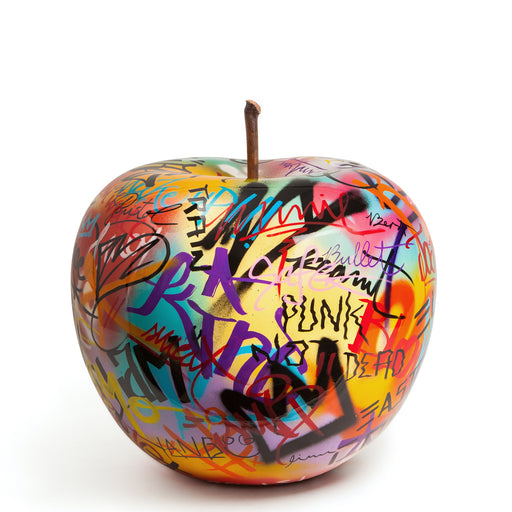 Apple Fiber-Resin Sculpture  <br> Graffiti <br> (Ø 47 x H 37) cm