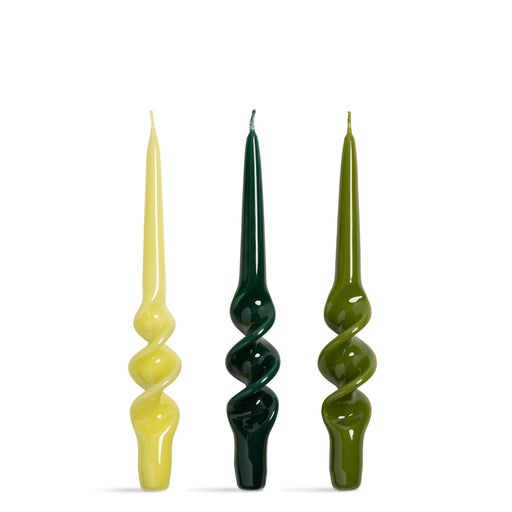 Alpha Candle <br> 
Green, Dark Green, Yellow <br> 
Set of 3