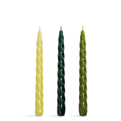 Bravo Candle <br> 
Green, Dark Green, Yellow <br> 
Set of 3