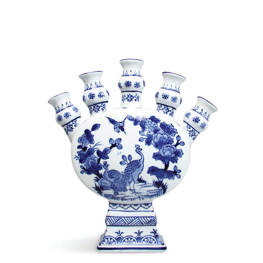 Peacock Tulip Vase <br> 
Blue
<br> (L 25 x W 8 x H 28) cm