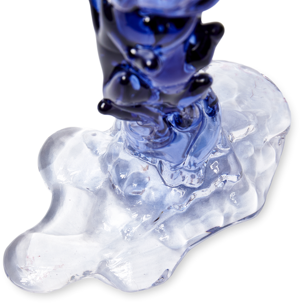 Glass Drip Candle Holder <br> 
Dark Blue <br> 
(L 14 x W 8 x H 14) cm