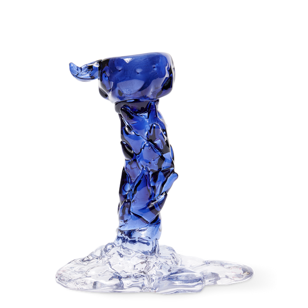 Glass Drip Candle Holder <br> 
Dark Blue <br> 
(L 14 x W 8 x H 14) cm