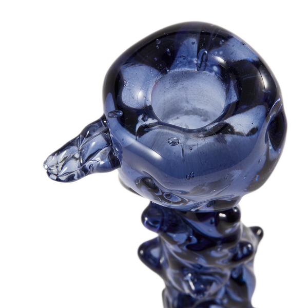 Glass Drip Candle Holder <br> 
Dark Blue <br> 
(L 14 x W 8 x H 25) cm