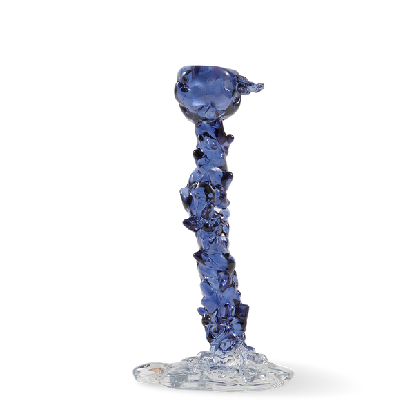 Glass Drip Candle Holder <br> 
Dark Blue <br> 
(L 14 x W 8 x H 25) cm