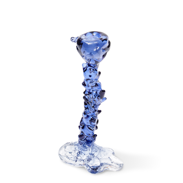 Glass Drip Candle Holder <br> 
Dark Blue <br> 
(L 14 x W 8 x H 25) cm