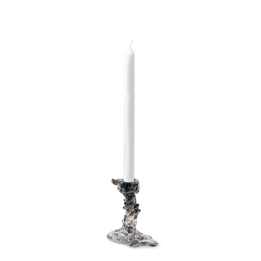 Glass Drip Candle Holder <br> 
Black <br> 
(L 14 x W 8 x H 14) cm