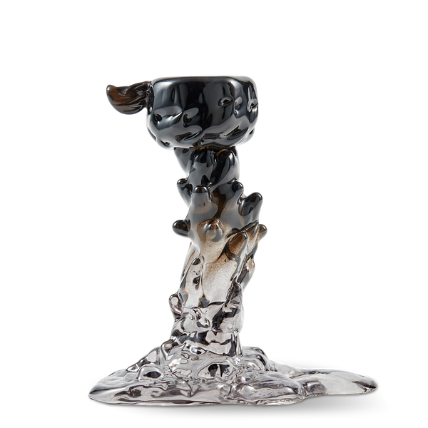 Glass Drip Candle Holder <br> 
Black <br> 
(L 14 x W 8 x H 14) cm