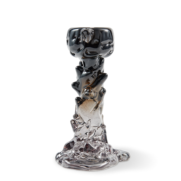 Glass Drip Candle Holder <br> 
Black <br> 
(L 14 x W 8 x H 14) cm