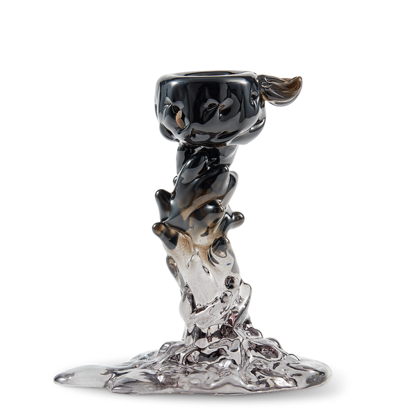 Glass Drip Candle Holder <br> 
Black <br> 
(L 14 x W 8 x H 14) cm