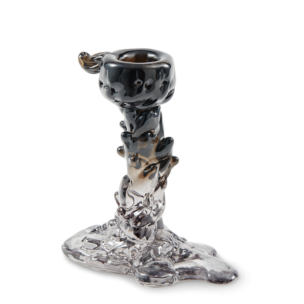 Glass Drip Candle Holder <br> 
Black <br> 
(L 14 x W 8 x H 14) cm