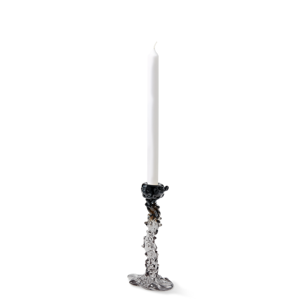 Glass Drip Candle Holder <br> 
Black <br> 
(L 14 x W 8 x H 25) cm