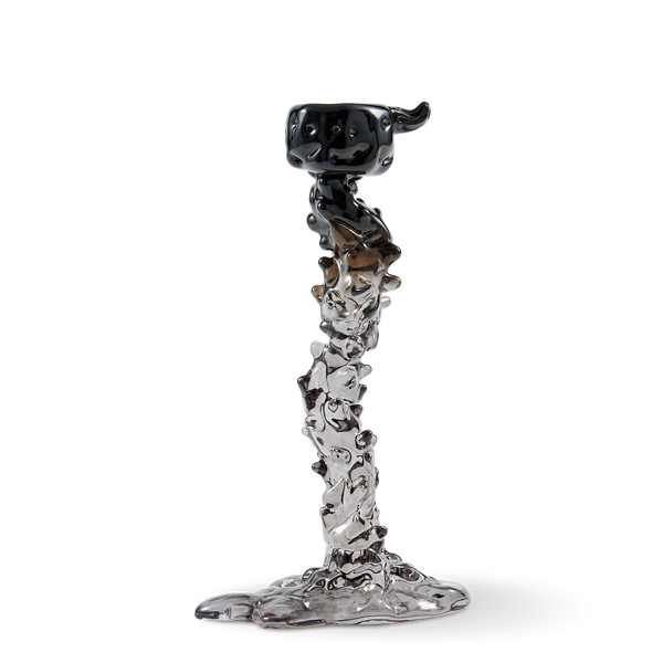 Glass Drip Candle Holder <br> 
Black <br> 
(L 14 x W 8 x H 25) cm