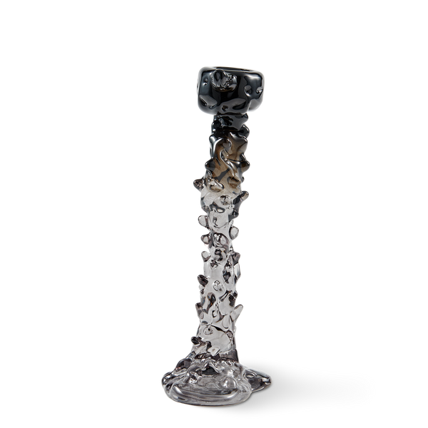 Glass Drip Candle Holder <br> 
Black <br> 
(L 14 x W 8 x H 25) cm