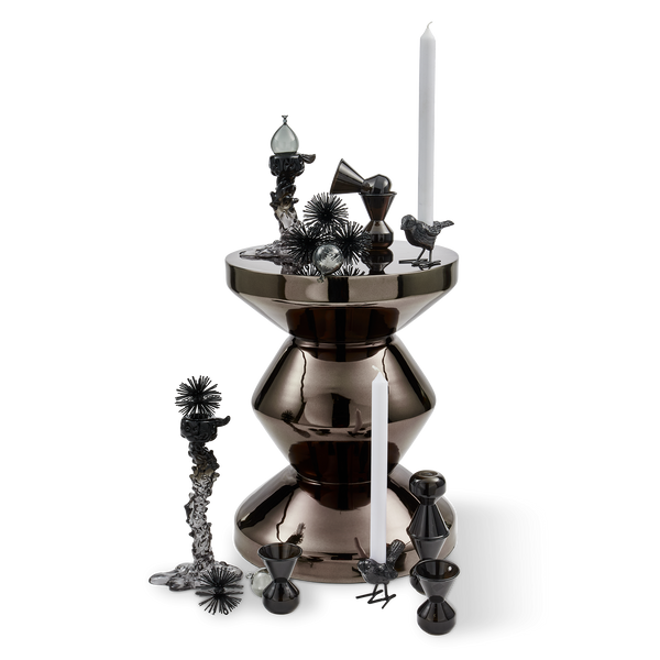 Glass Drip Candle Holder <br> 
Black <br> 
(L 14 x W 8 x H 14) cm