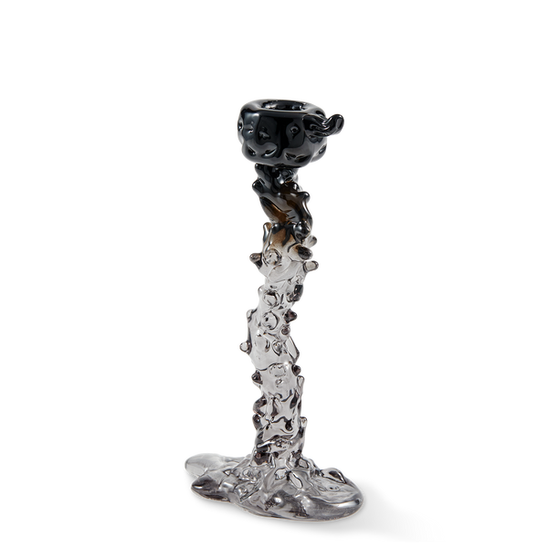 Glass Drip Candle Holder <br> 
Black <br> 
(L 14 x W 8 x H 25) cm