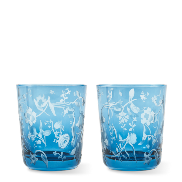 Scattered Flowers Tumbler Glass <br> Limited Edition <br> Set of 2 <br> 300 ml