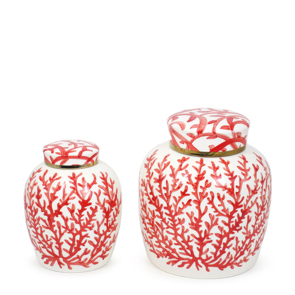 Coral Cannister with Lid <br> (Ø 19.5 x H 24) cm