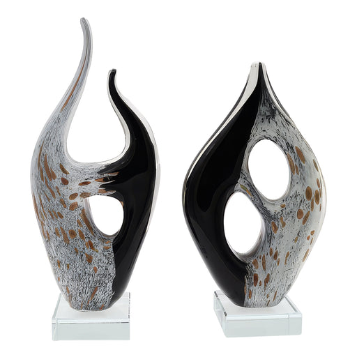 Glass Sculpture on Base <br> Set of 2
