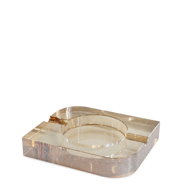 Cuba Bubble Crystal Ashtray <br> Brown <br> (L 20 x W 17 x H 4) cm