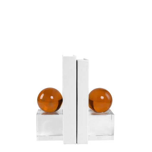 Amber Sphere Crystal Bookends <br> Set of 2