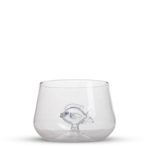 Glass Bowl with Fish<br> (Ø 10 x H 8.5) cm