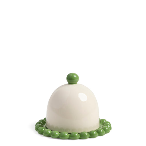 Perle Butter Dish <br> 
Green
<br> (Ø 16 x H 12.5) cm